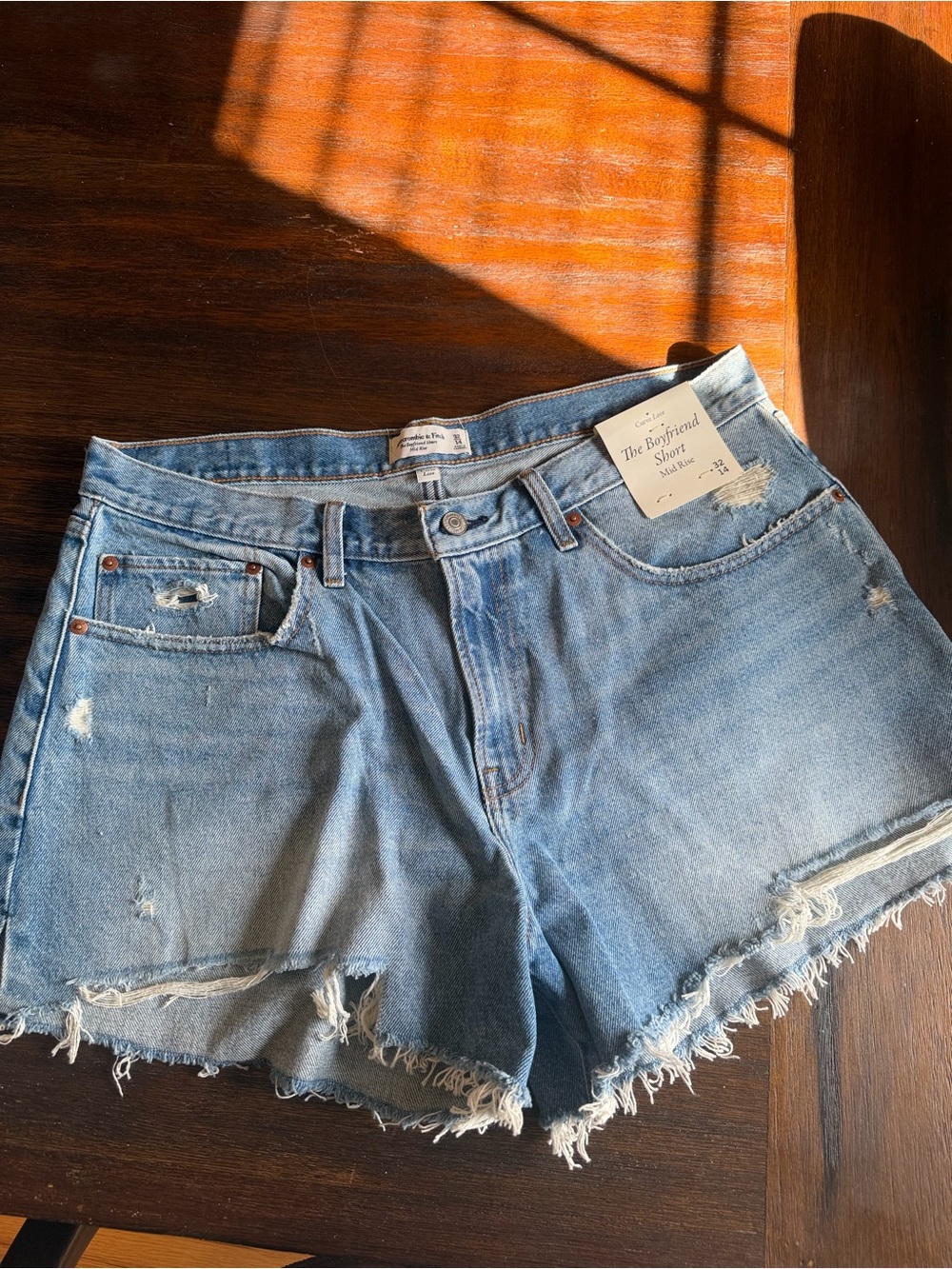 Abercrombie & Fitch Light Blue Distressed Boyfriend Jean Shorts